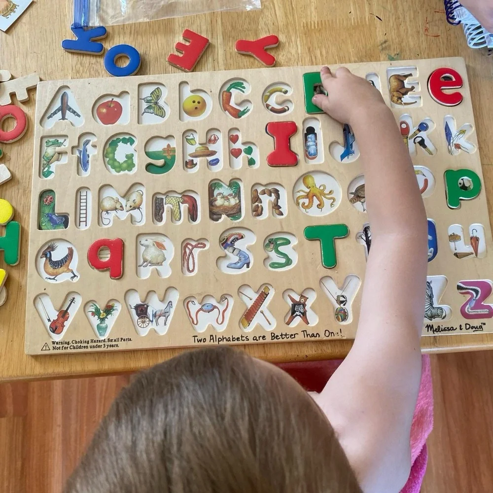Melissa & Doug Upper & Lower Case Alphabet Letters Wooden Puzzle (52 pcs) - Picture 2 of 4